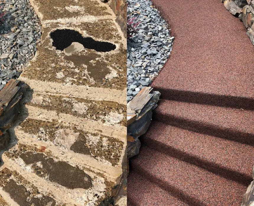 Concrete Crack Repair before and after