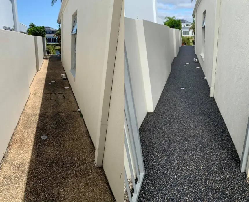 Pathway and Patio Restoration before and after
