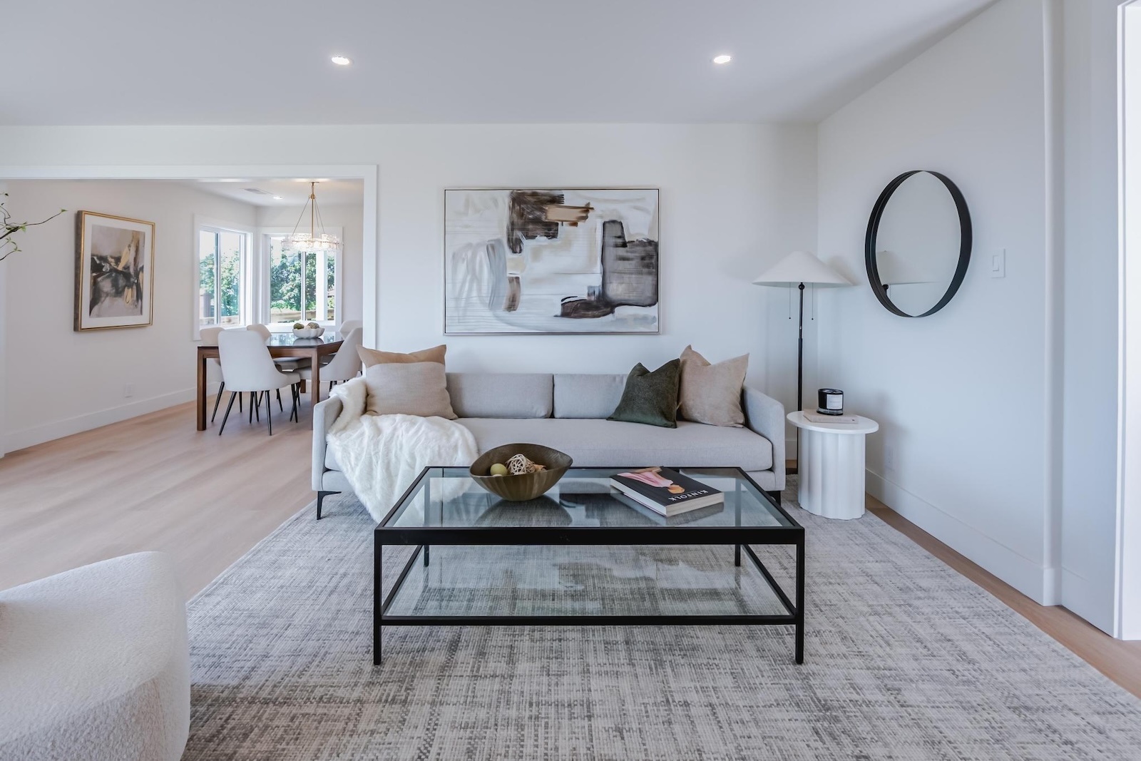 Bright neutral living room staged by Only Stagers
