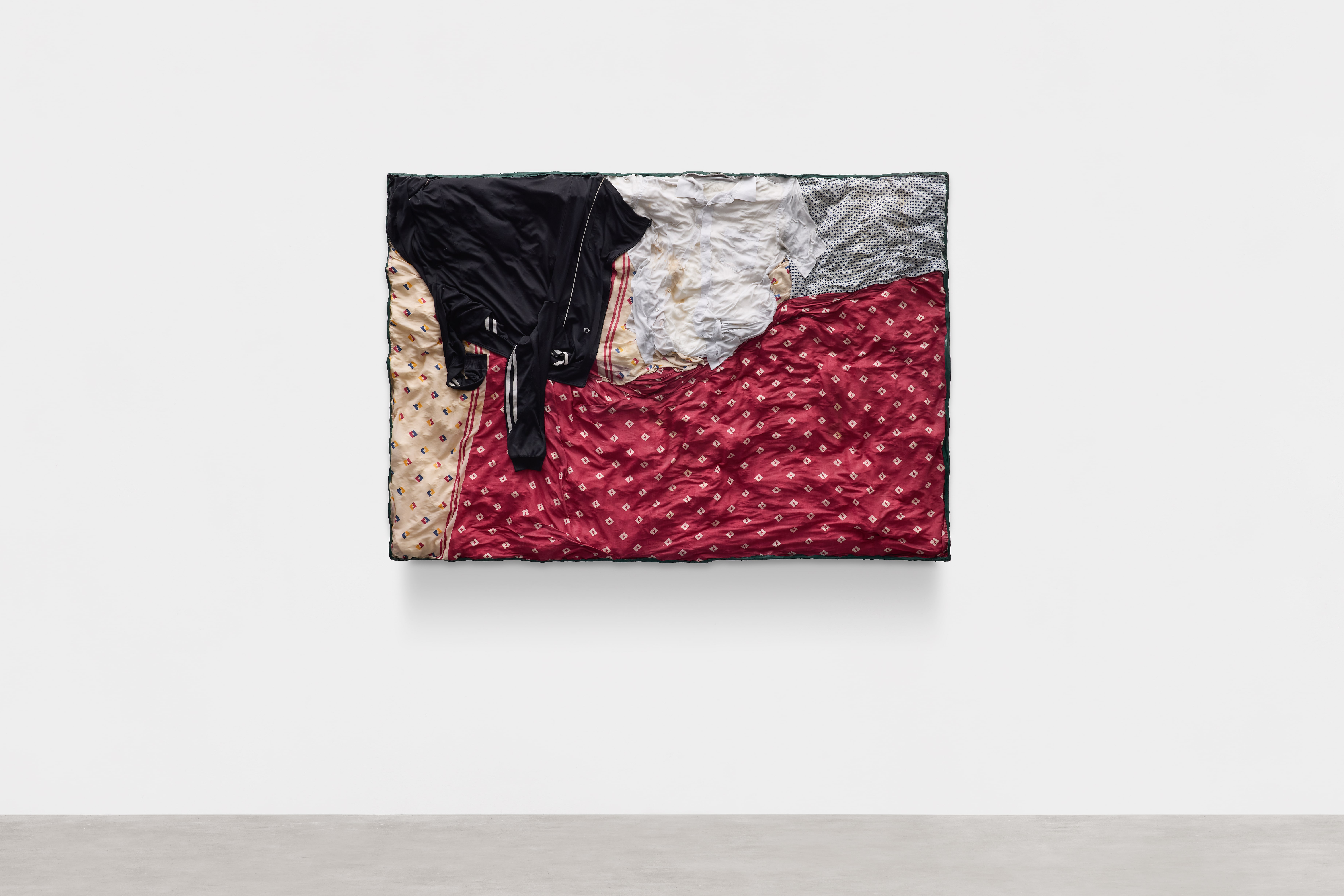 Pós-Cama (Post-Bed) 2025 cardboard, wood, polystyrene, fabric, glue 130 x 185 x 15 cm