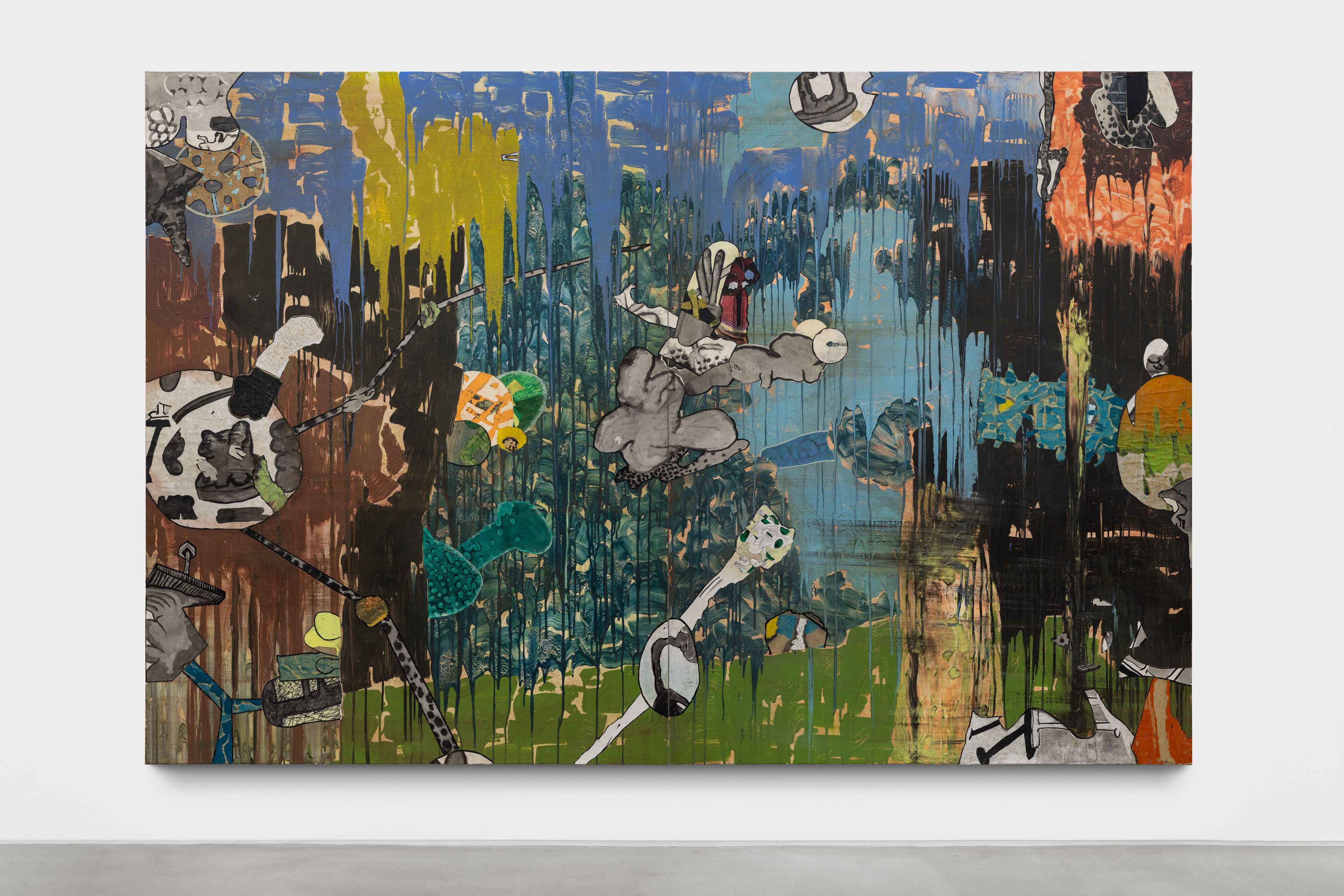 Breathing Underwater 2026 collages and Liquitex on linen canvas 183 x 276 cm (diptych)