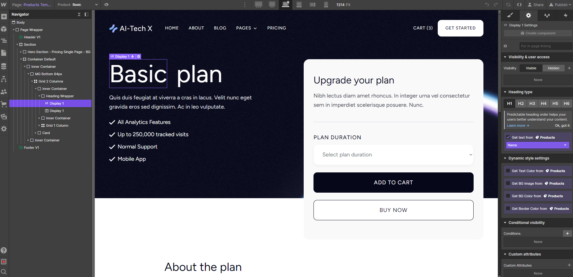 Ecommerce Page - AI-Tech X Webflow Template