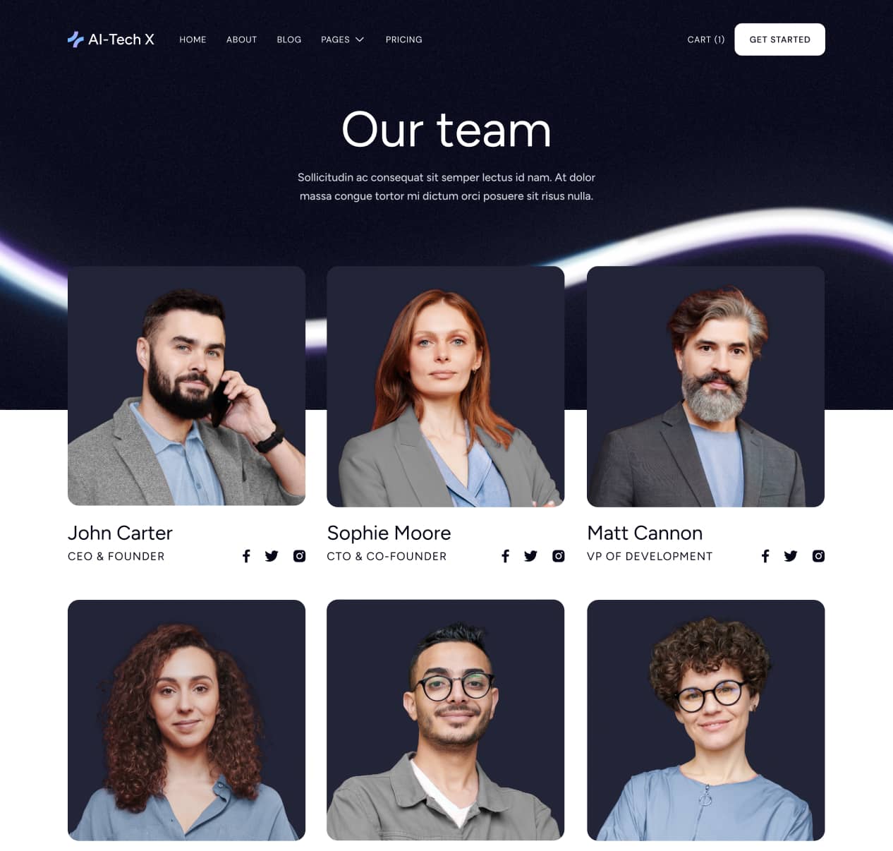 AI-Tech X - Team Page - Artificial Intelligence Technology Webflow Template