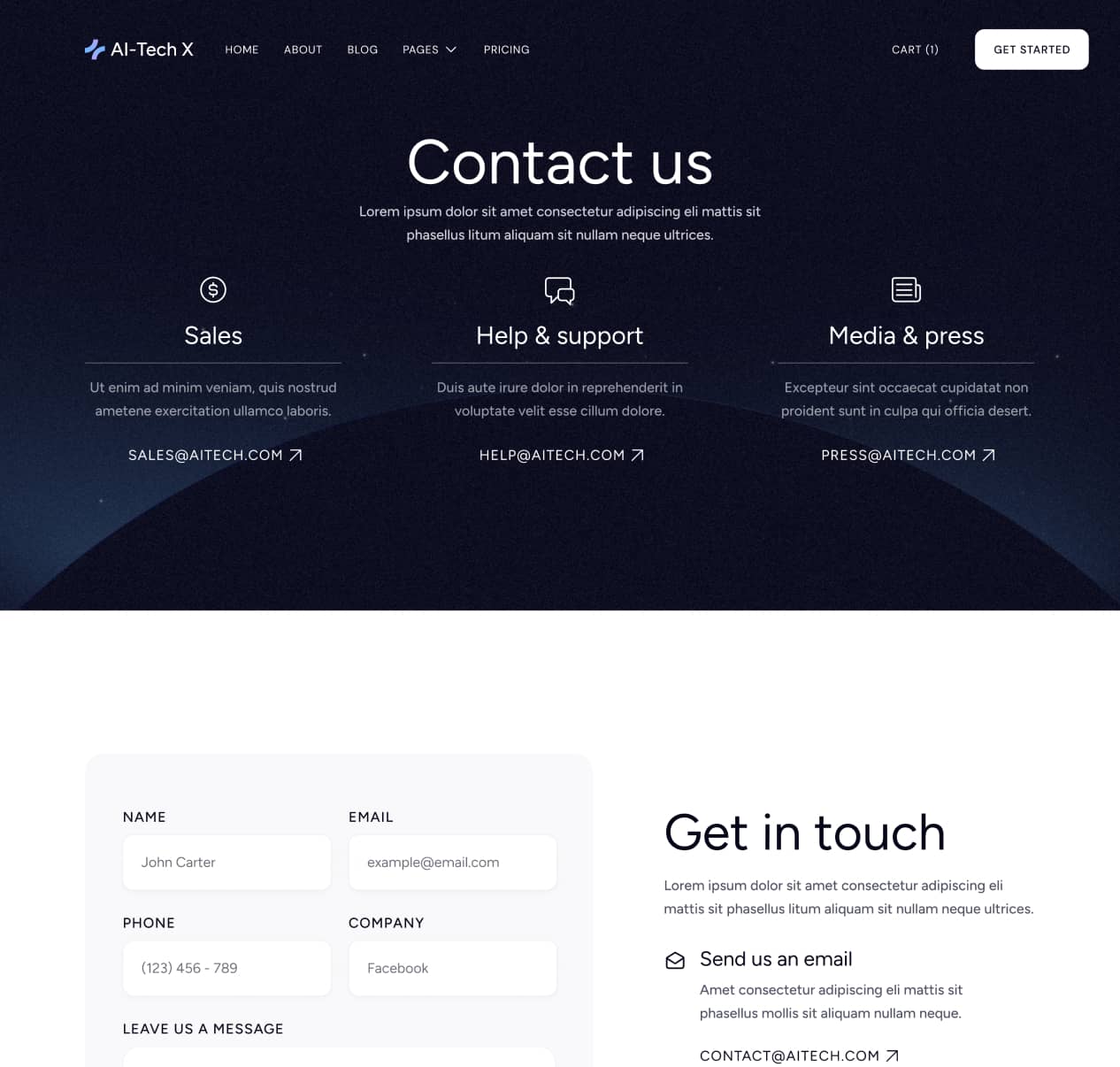 AI-Tech X - Contact Page - Artificial Intelligence Technology Webflow Template