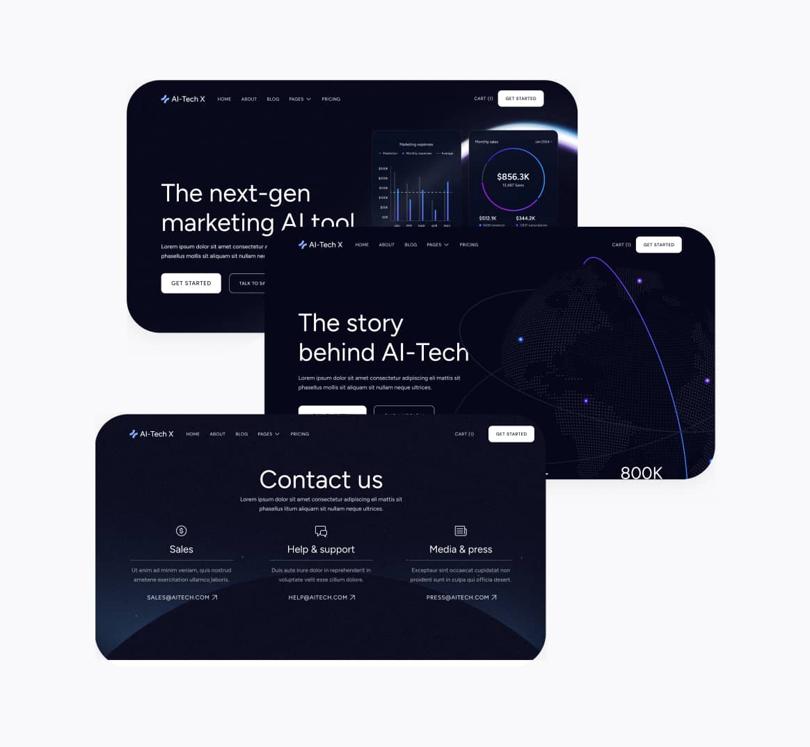 AI-Tech X - Sections Included - Artificial Intelligence Technology Webflow Template