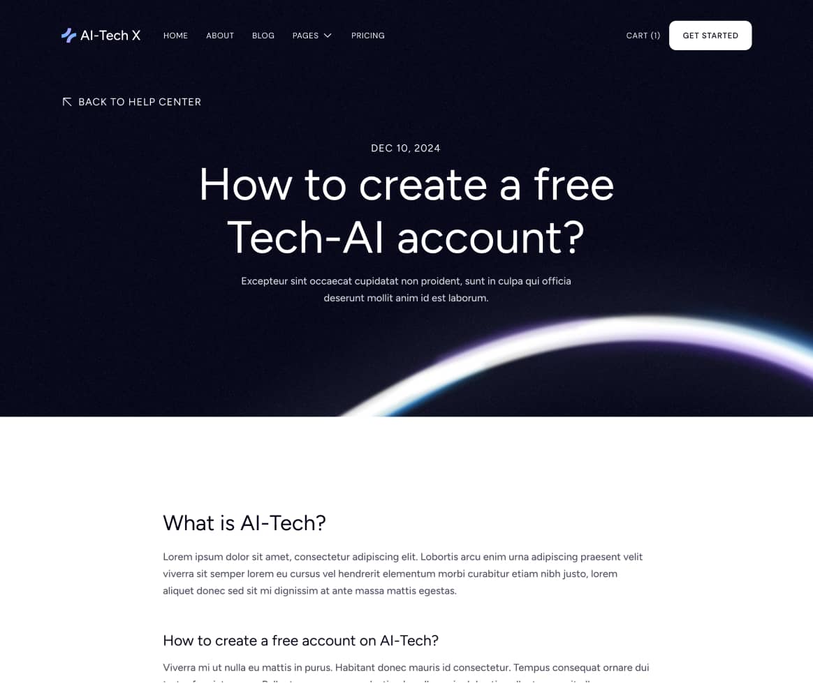 AI-Tech X - Help Center Single Page - Artificial Intelligence Technology Webflow Template