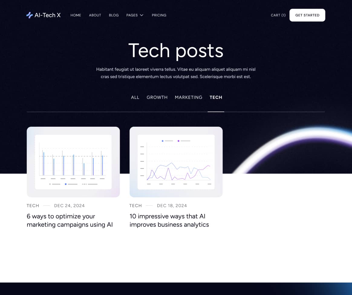 AI-Tech X - Blog Category Page - Artificial Intelligence Technology Webflow Template