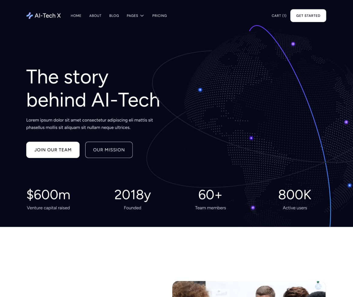 AI-Tech X - About Page - Artificial Intelligence Technology Webflow Template