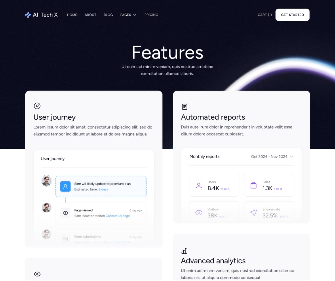 AI-Tech X - Features Page - Artificial Intelligence Technology Webflow Template
