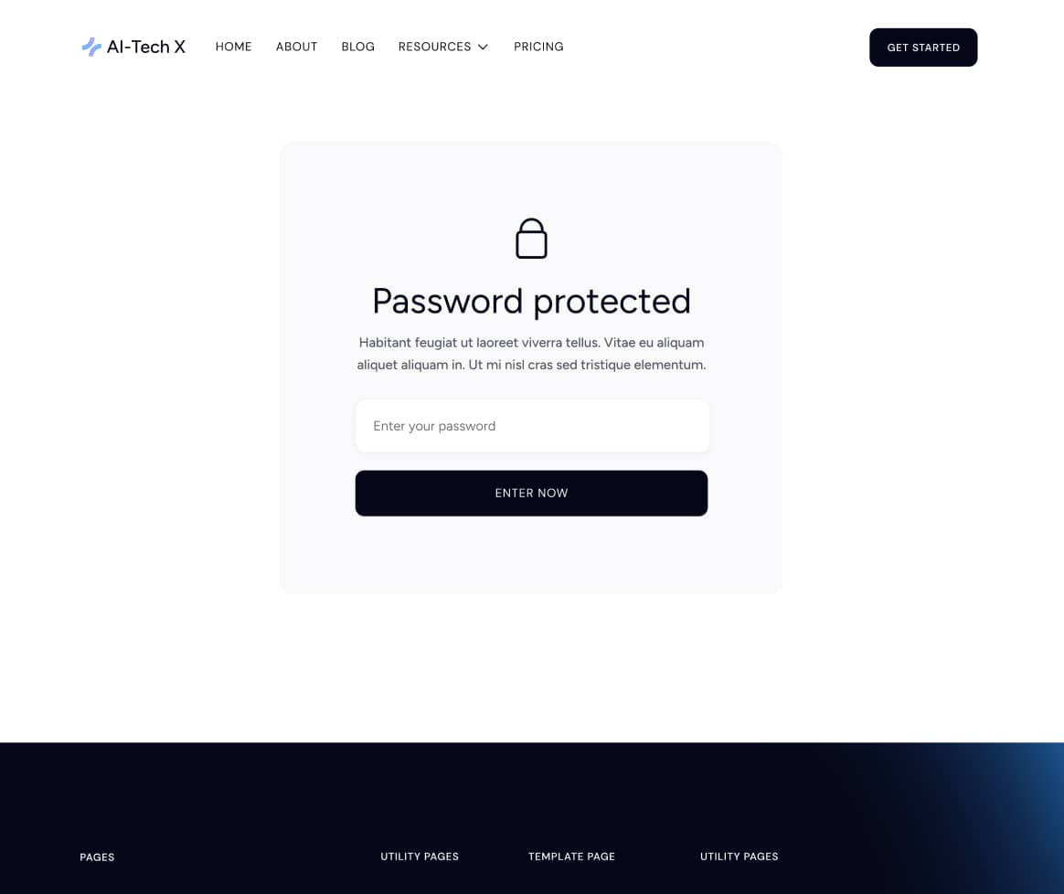 AI-Tech X - Password Protected Page - Artificial Intelligence Technology Webflow Template