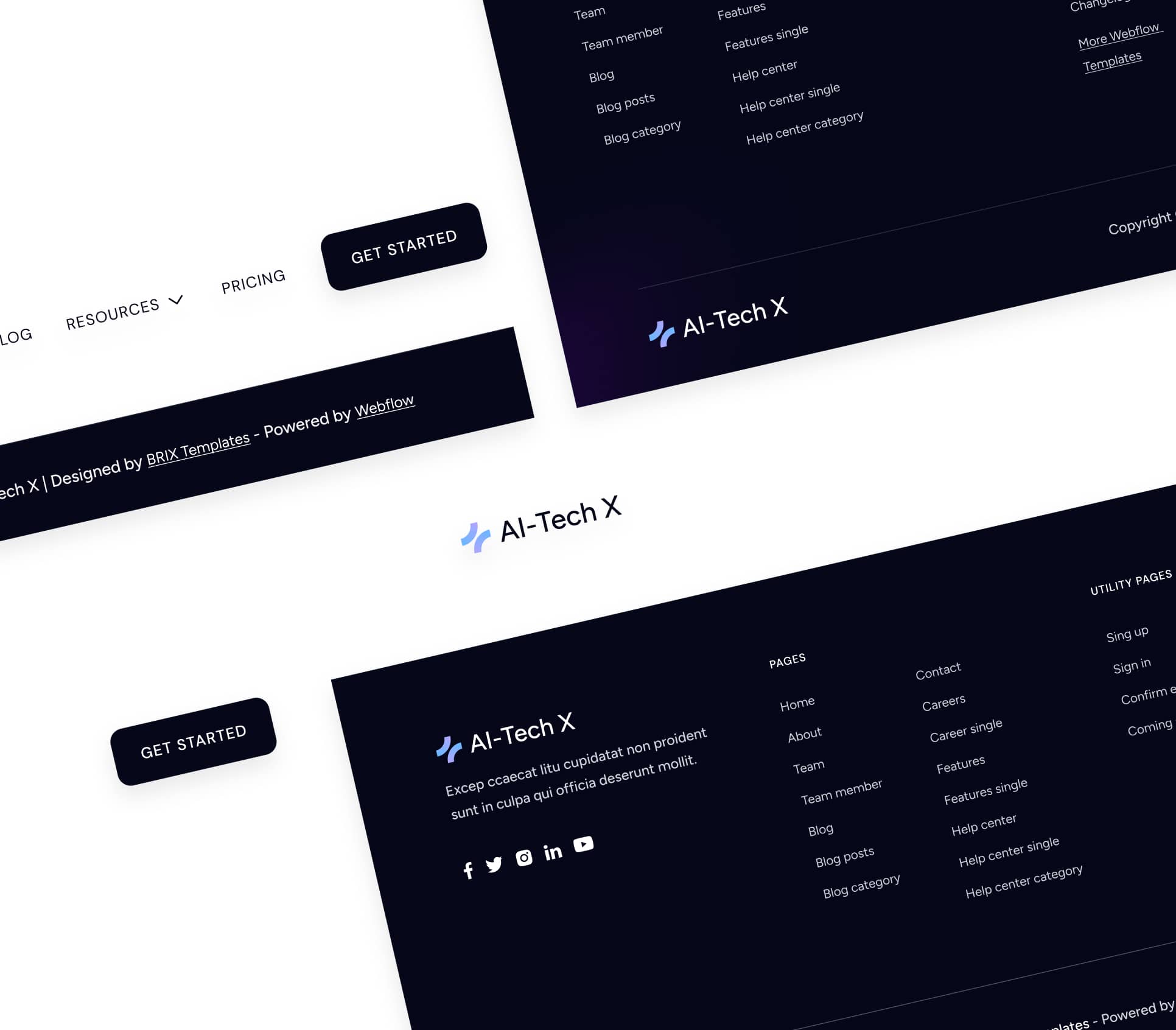 AI-Tech X - Headers and Footers - Artificial Intelligence Technology Webflow Template