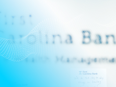 Handwritten bank motto on a sticky note, reflecting real customer voices and shared values