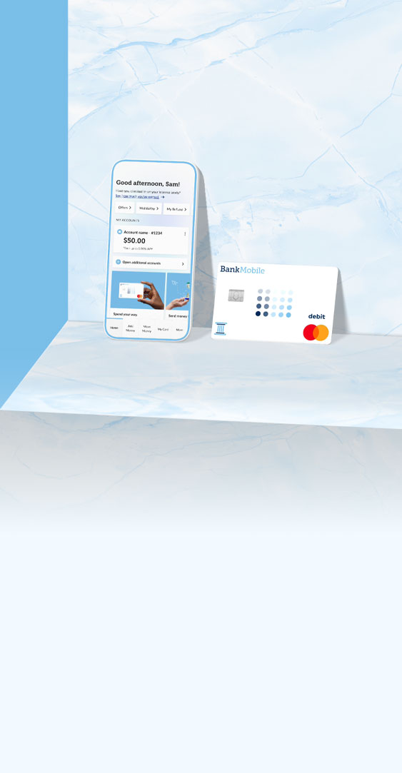 Woman looking down at her mobile phone. There is a light grey square around her face denoting a snapshot of her face for identity.