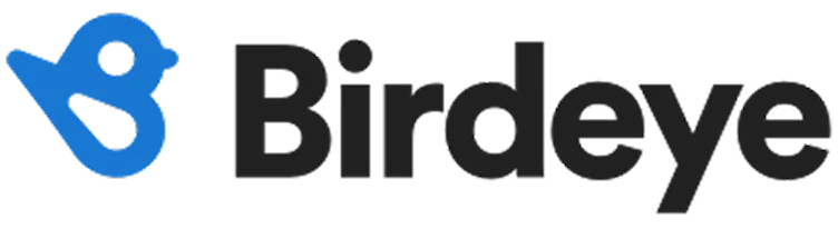 Birdeye logo with a stylized blue bird icon and black text.