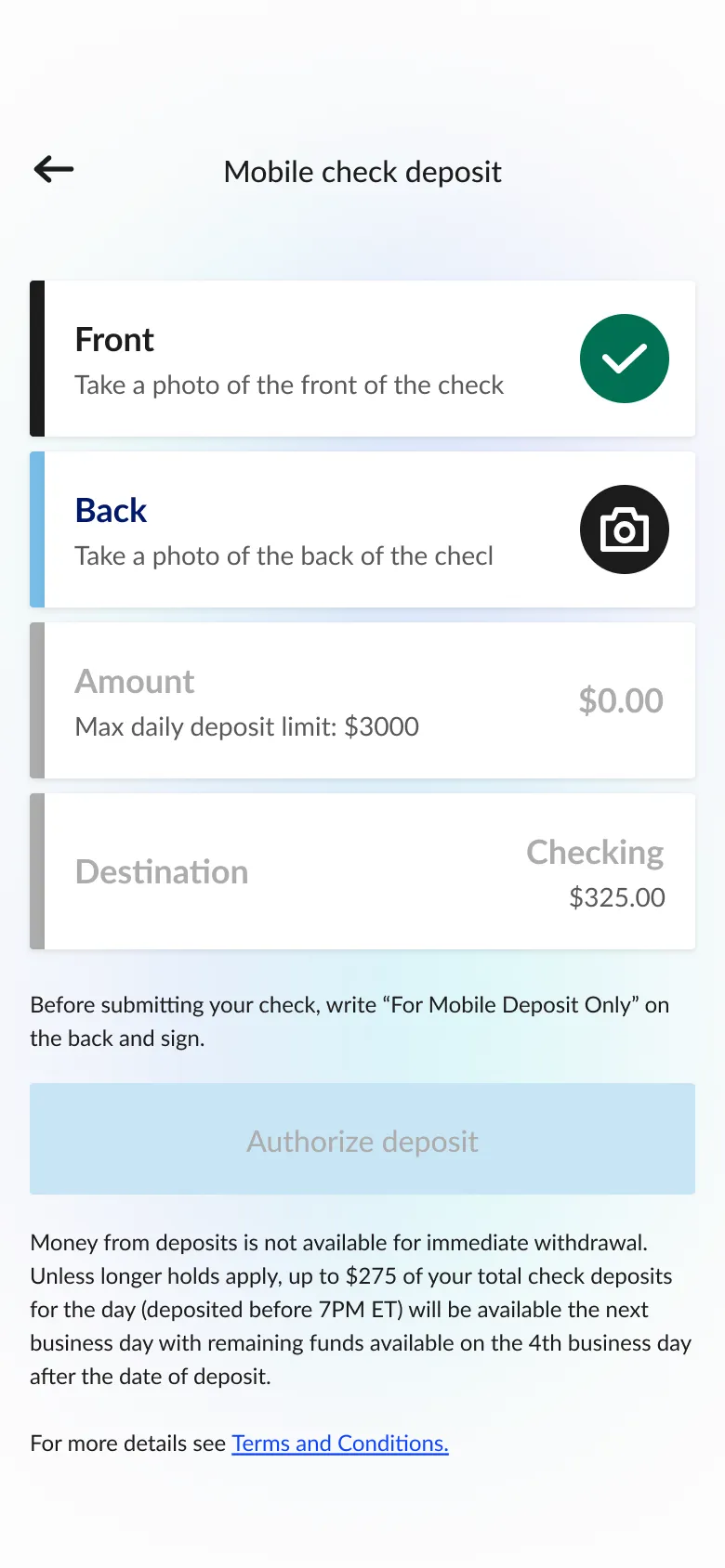 Mobile Check Deposit