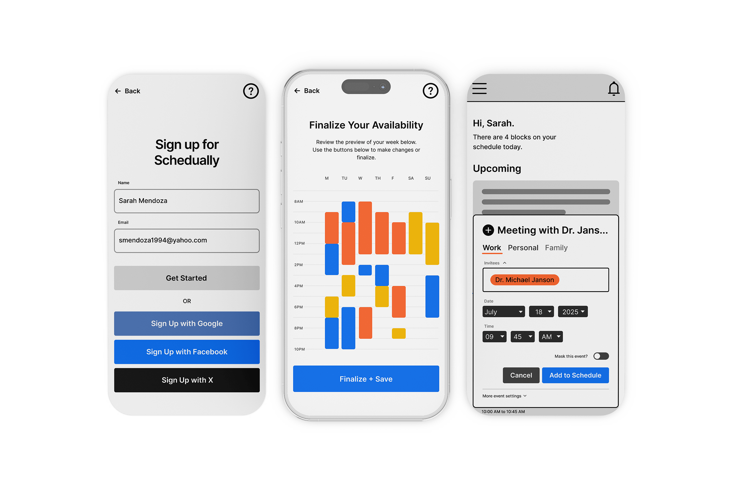 Schedually screens display on iPhone panels