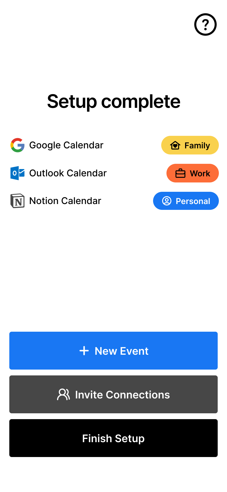 Schedually high-fidelity wireframe image, calendar connection confirmation
