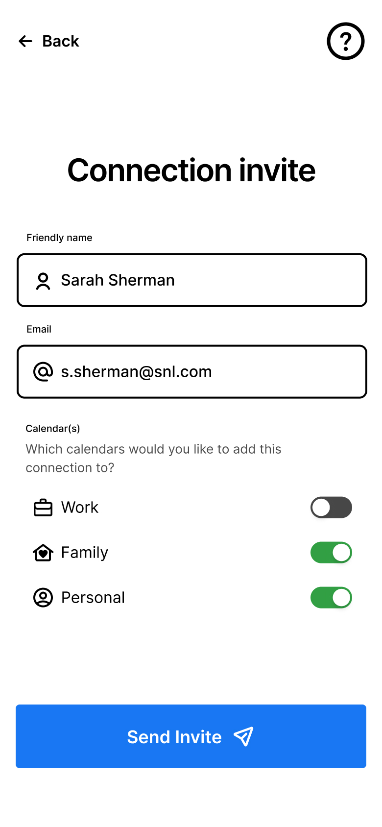 Schedually high-fidelity wireframe image, calendar invite