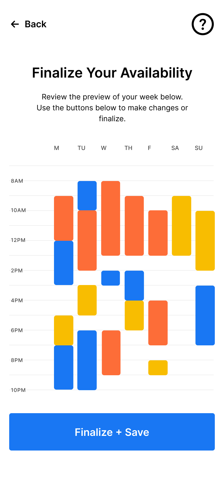 Schedually high-fidelity wireframe image, blocking confirmation