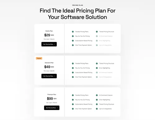 Pricing Three Screenshot