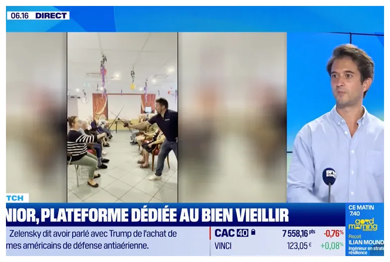 Photo de Rodolophe, cofondateur de Zenior sur un plateau BFMTV