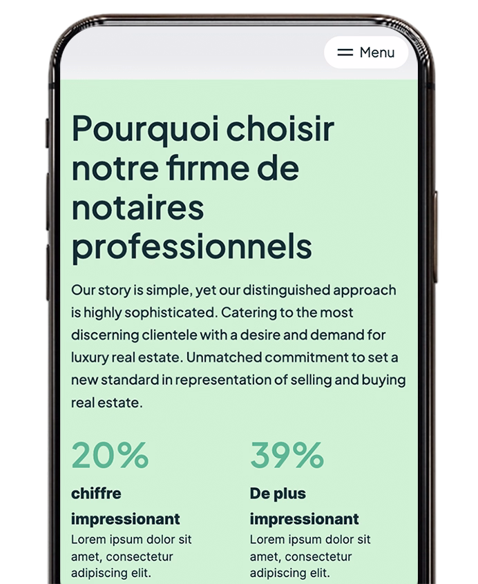 Image d'un design de site web sur mesure créer pour les notaires