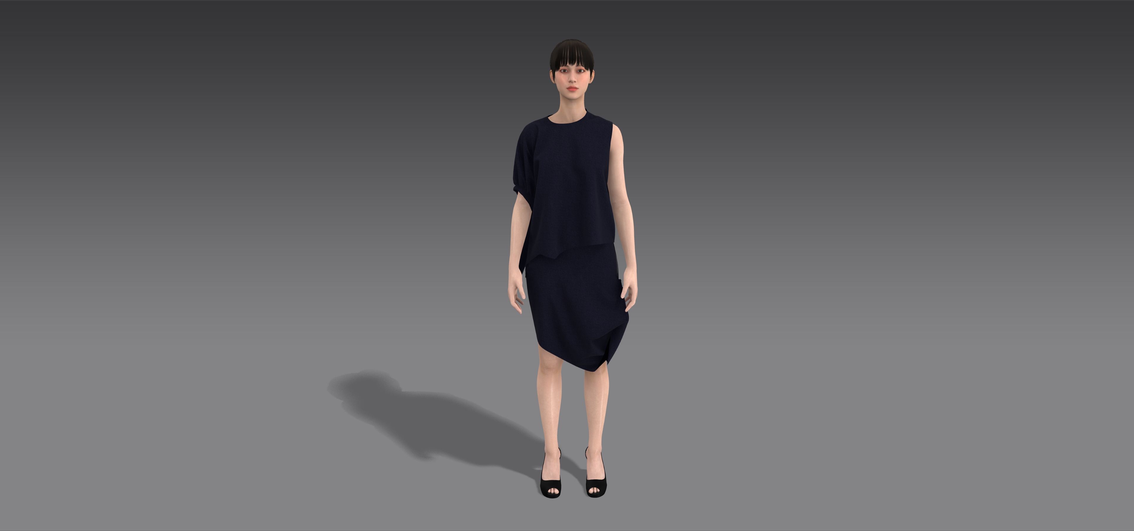 frontal view of JW Anderson set on character model