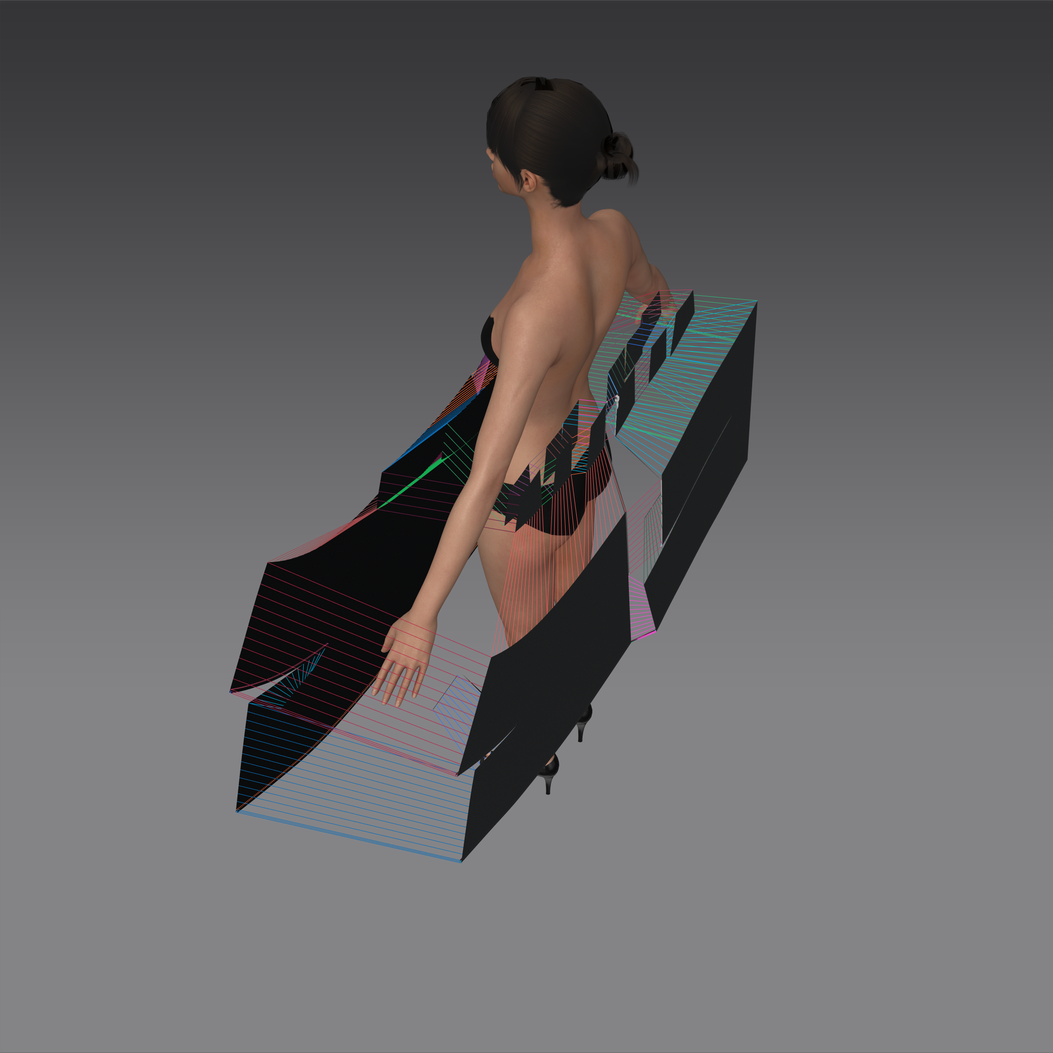 Simone Rocha panel overview with sewing lines