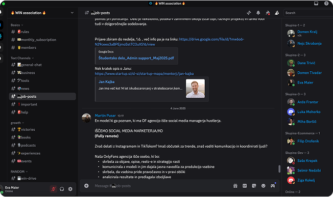 WIN association discord
