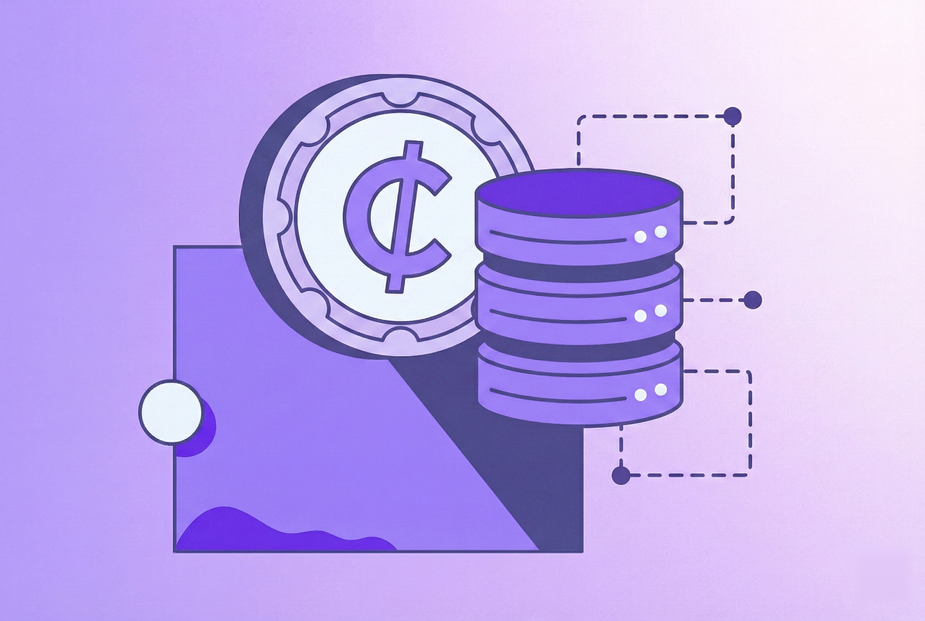 An image of a crypto with a server in a purple gradient background.