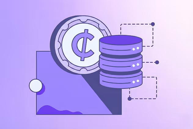 An image of a crypto with a server in a purple gradient background.