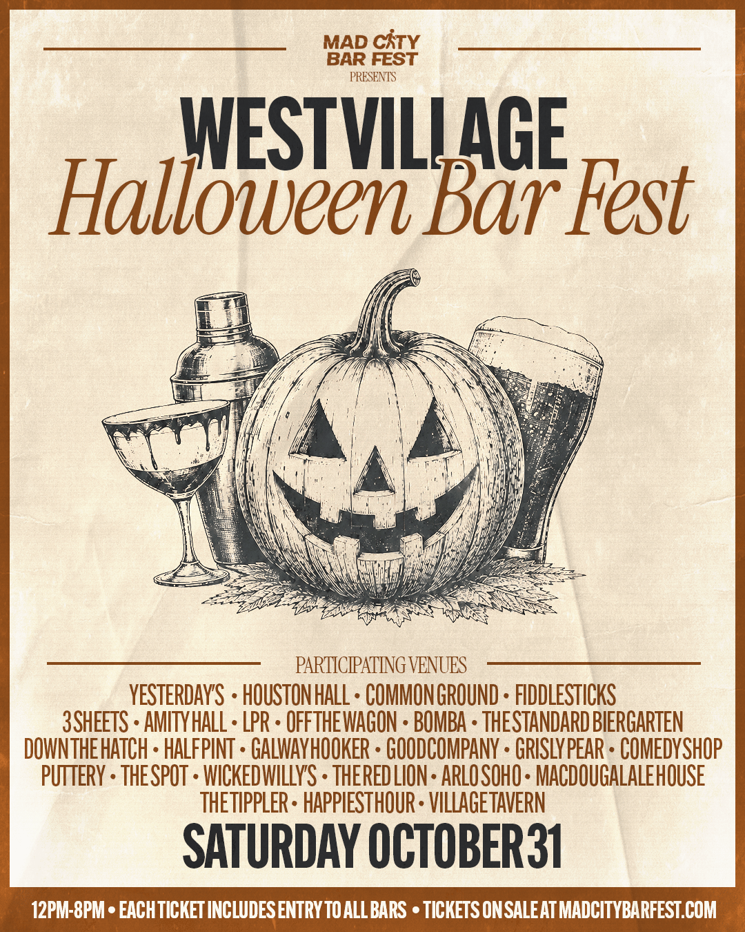 West Village Halloween Bar Fest event flyer