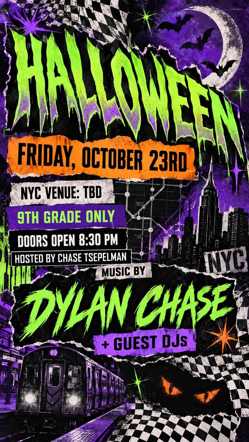 HALLOWEEN 9TH Grade October 23rd event flyer