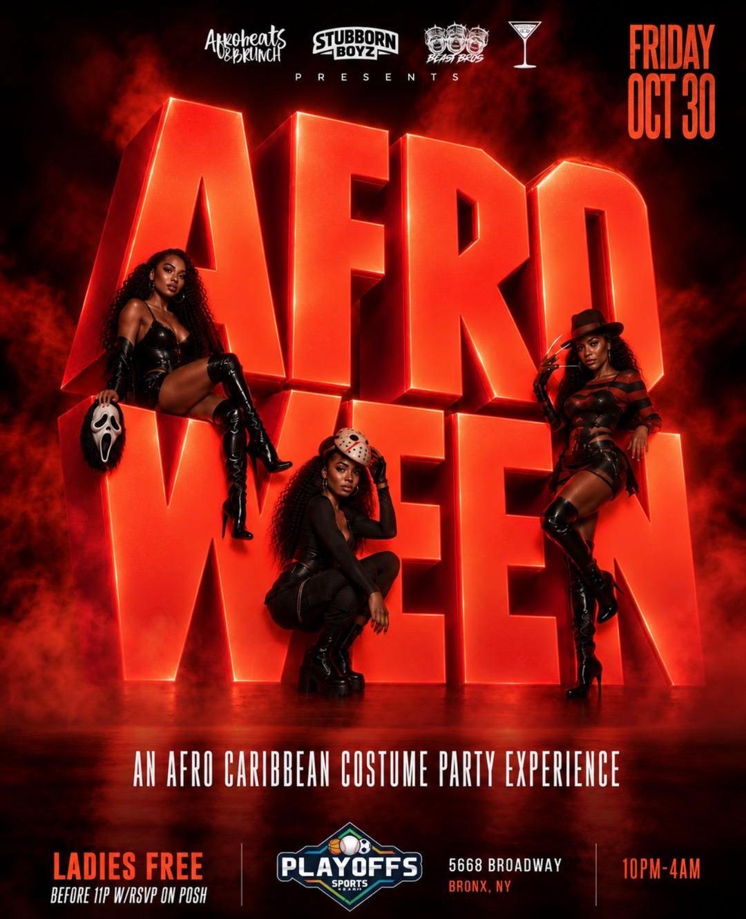 AFROWEEN: Afro-Carribbean Costume Party NYC event flyer