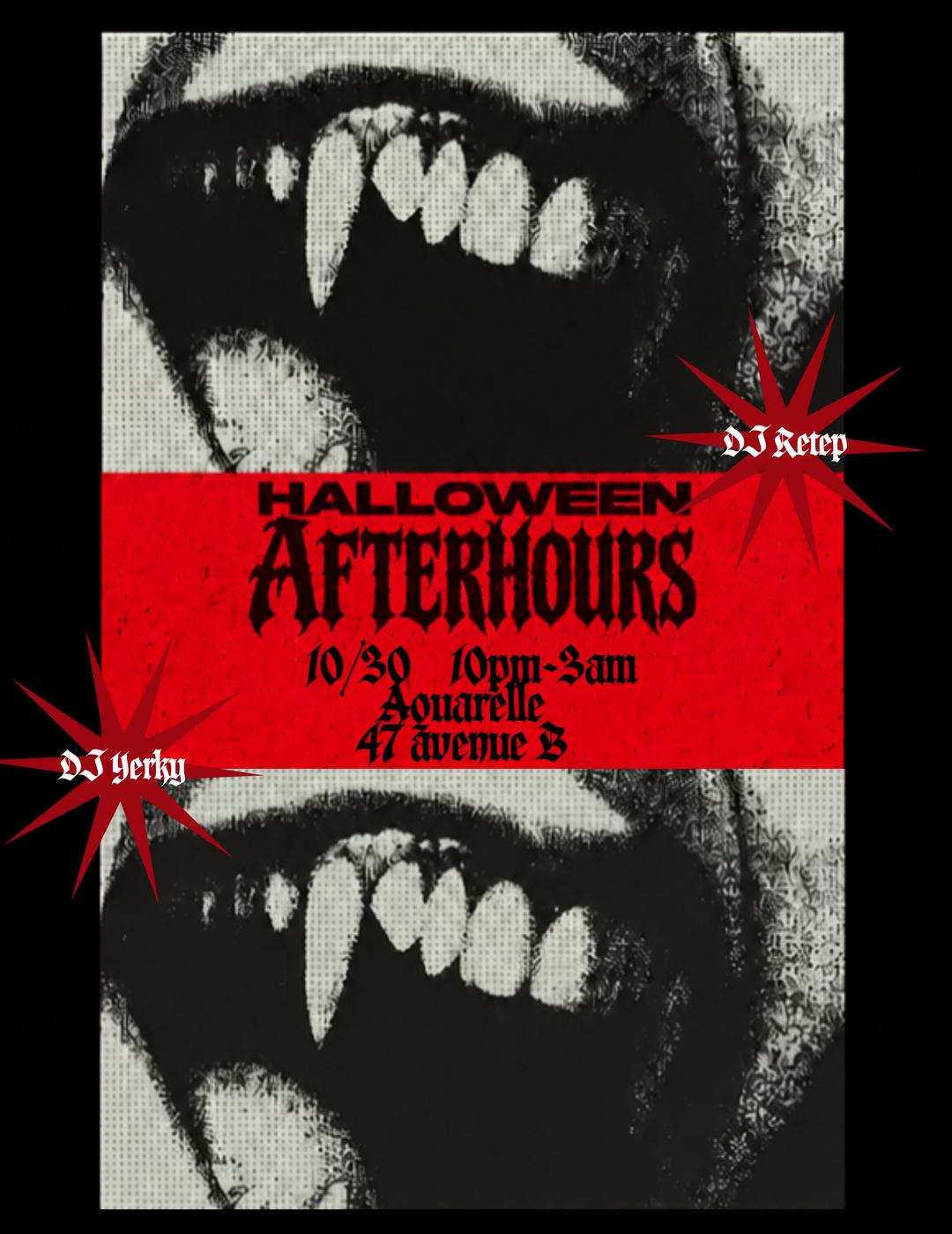 Halloween Afterhours @Aquarelle event flyer