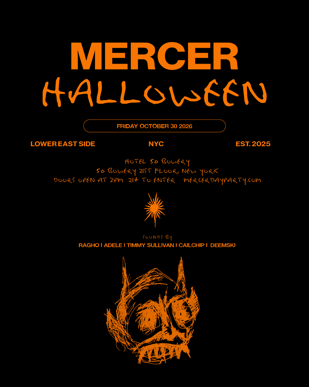 mercer halloween friday october 30 event flyer