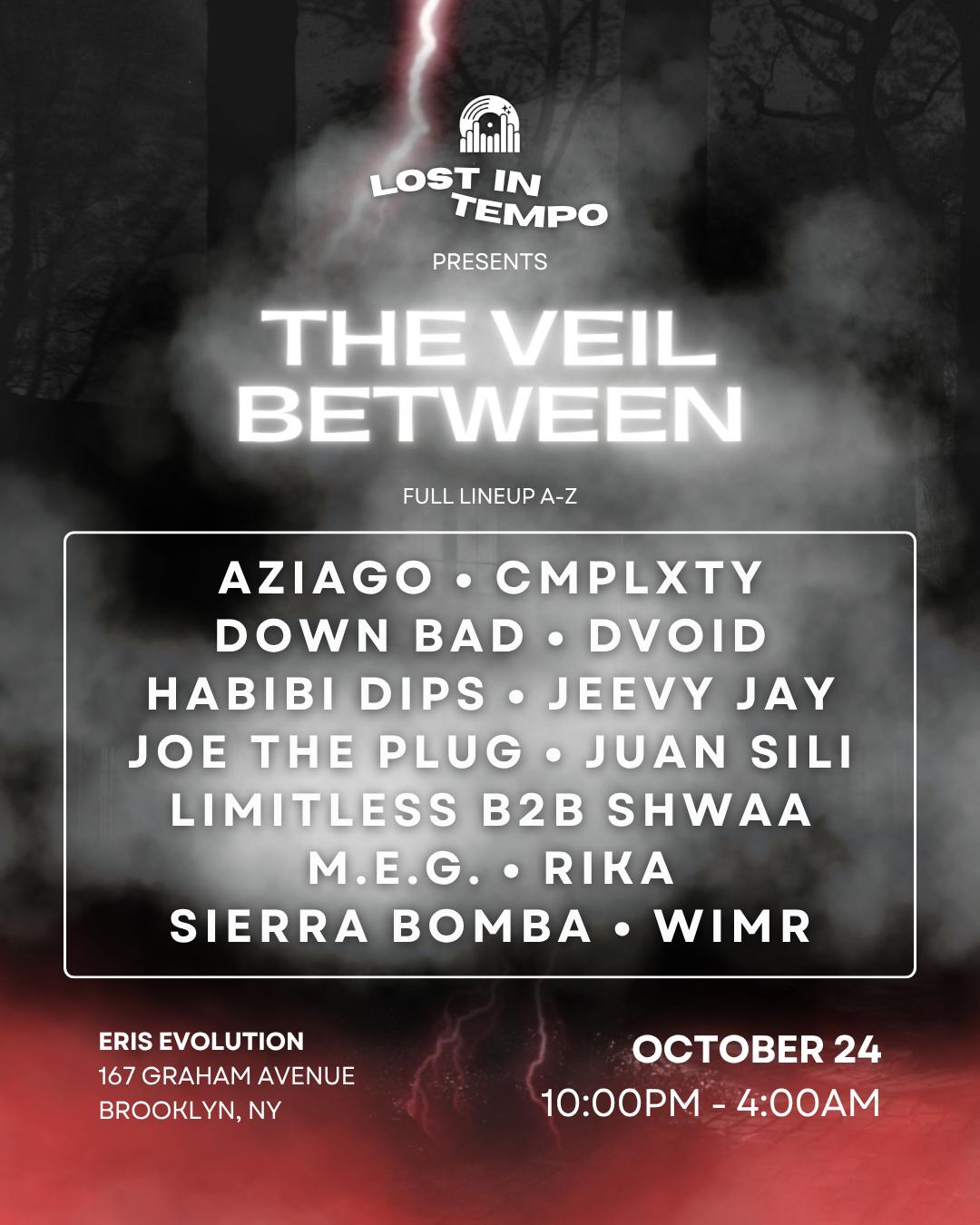 Lost in Tempo Presents: The Veil Between - Halloween Rave event flyer