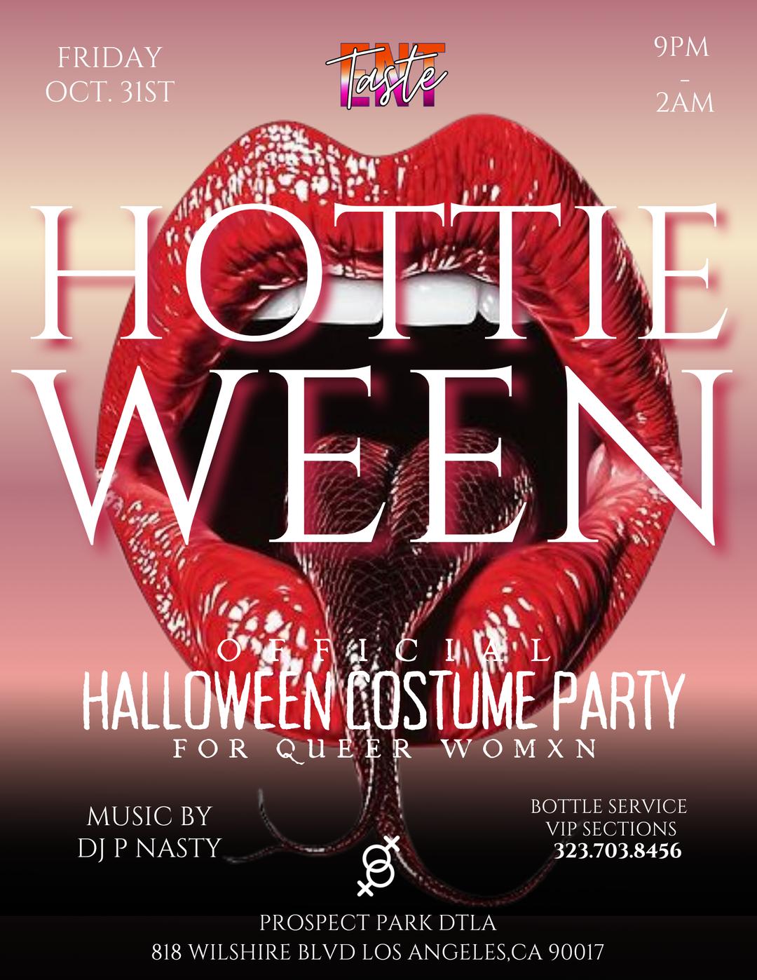 HOTTIEWEEN All Girl Halloween Costume Party event flyer