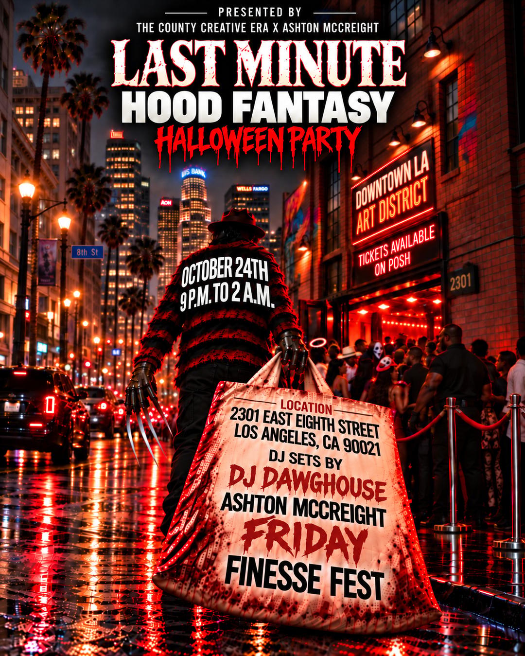 LAST MINUTE HOOD FANTASY HALLOWEEN PARTY! event flyer