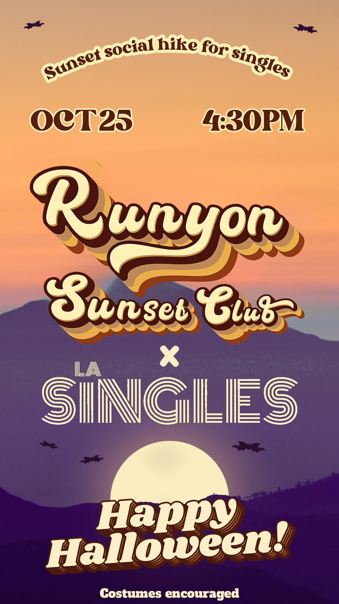 LA SINGLES x Runyon Sunset Club Halloween Edition 🎃 event flyer