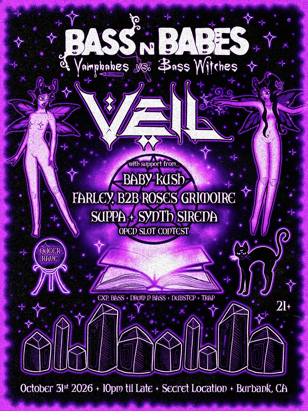 Bass n Babes Halloween: Vampbabes vs Bass Witches event flyer