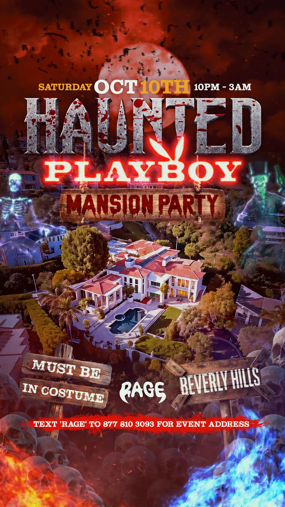 HAUNTED PLAYBOY MANSION PARTY event flyer