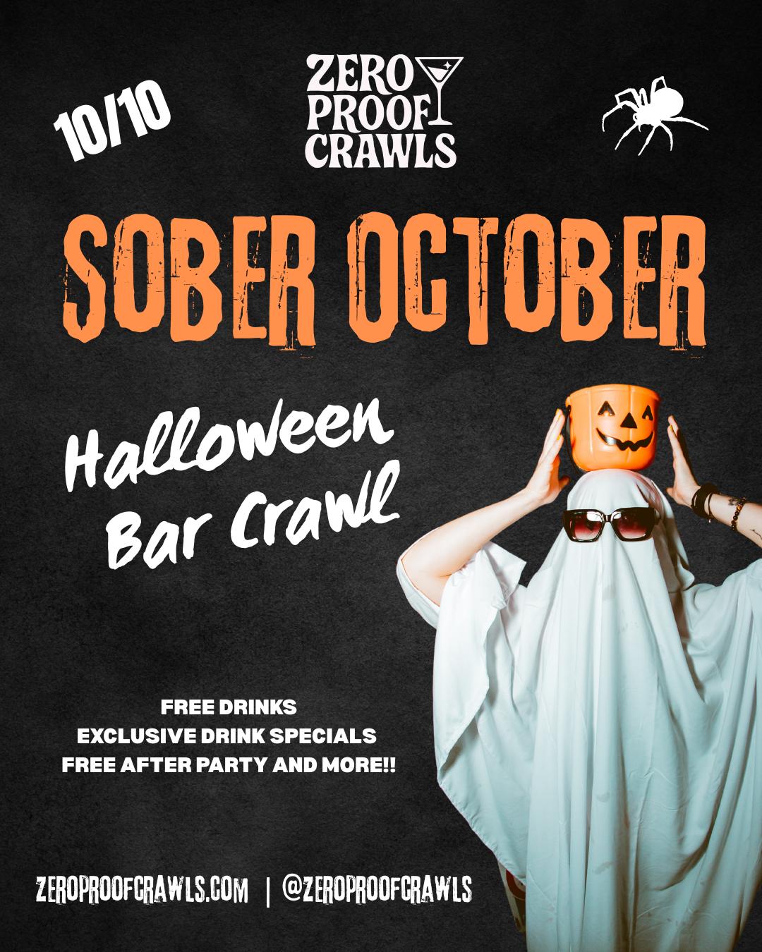 Sober October: Dallas Zero Proof Halloween Bar Crawl event flyer
