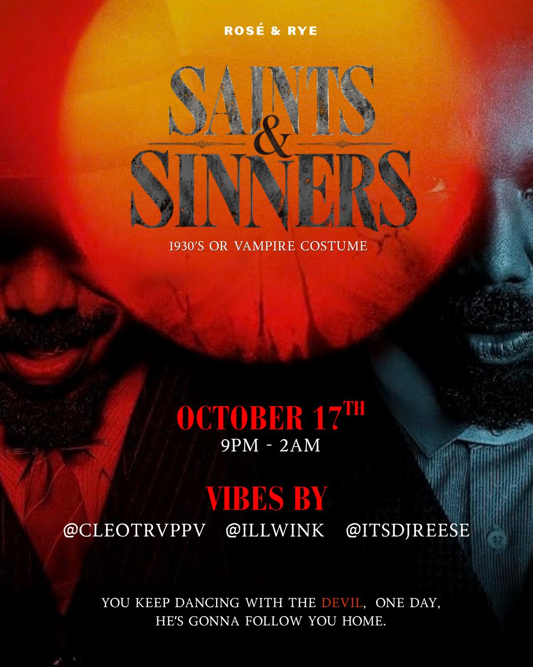 SAINTS & SINNERS : Halloween Party event flyer