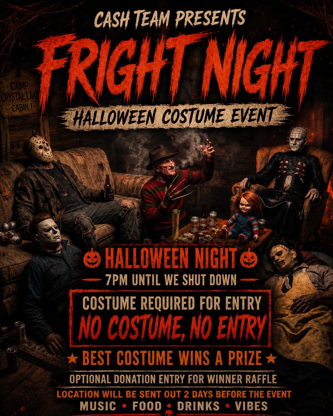 Cash Team Presents: Fright Night – Halloween Costume Event event flyer