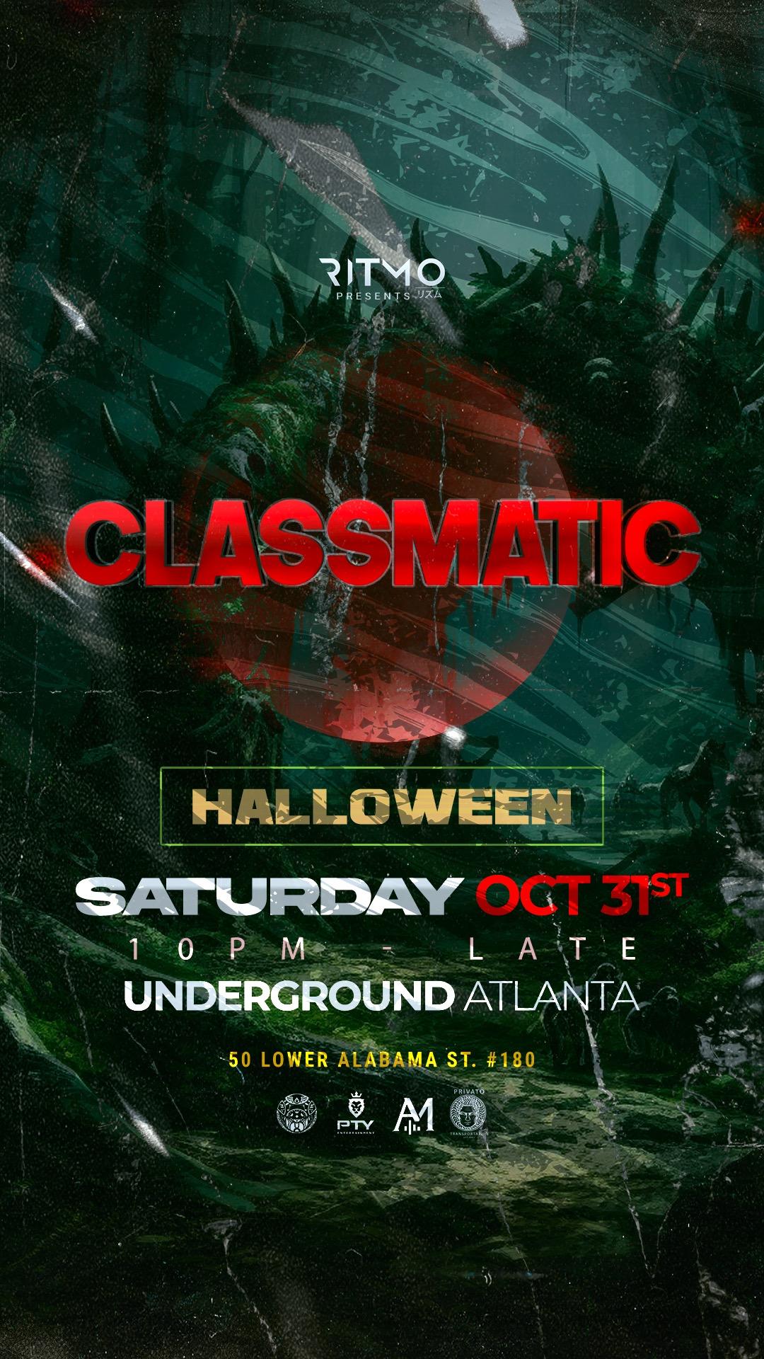 Ritmo Presents: Classmatic Halloween event flyer