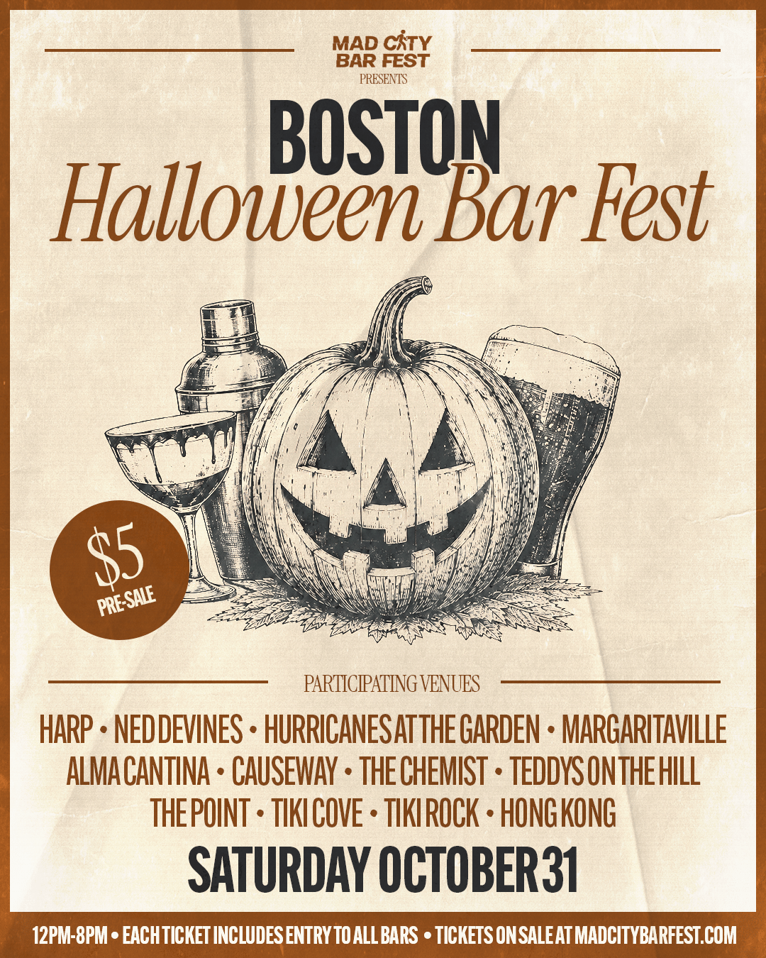 Boston Halloween Bar Fest event flyer
