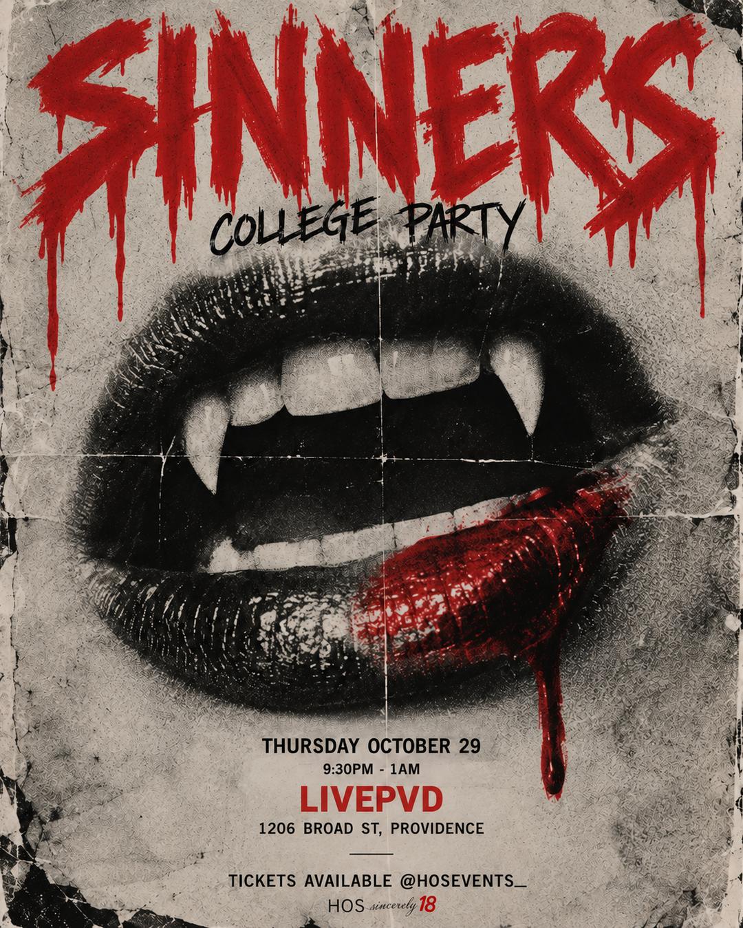 Sinners - Halloween College Party event flyer