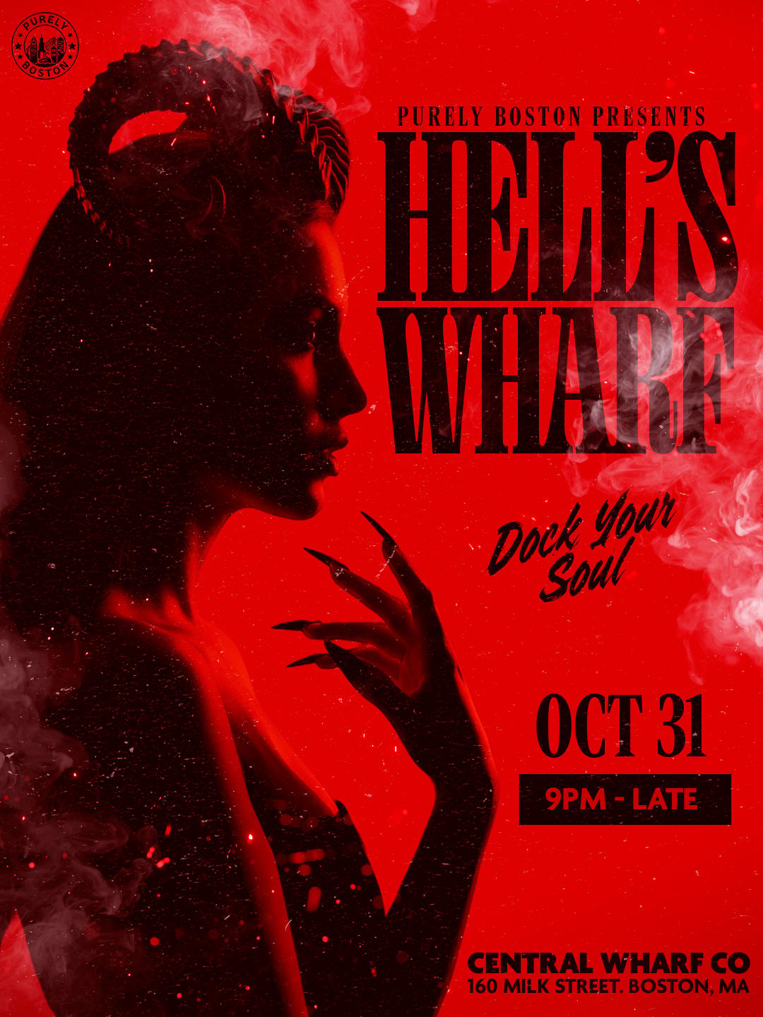 HELL'S WHARF ⛧ HELLISH HALLOWEEN event flyer
