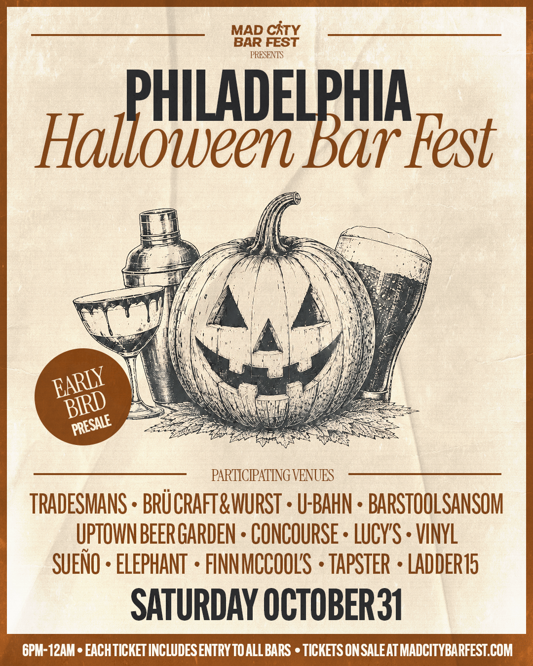 Philadelphia Halloween Bar Fest event flyer